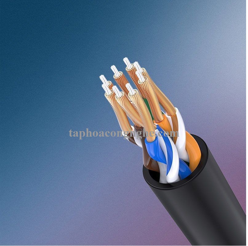 Ugreen 70653 3M 10Gbps 500MHz cat6a màu đen siêu mỏng OD2.8mm cáp mạng Utp LAN Ethernet toàn đồng NW122 30070653